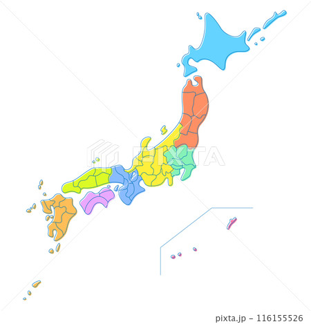 日本地図 都道府県ごとに別レイヤー フリーハンド風 日本地図 都道府県ごとに別レイヤー フリーハンド風 116155526