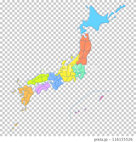 日本地圖,每個縣單獨圖層,手繪風格 日本地圖,每個縣單獨圖層,手繪風格 116155526