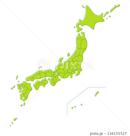 日本地図　都道府県ごとに別レイヤー　フリーハンド風 116155527