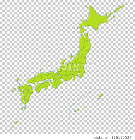 日本地図　都道府県ごとに別レイヤー　フリーハンド風 116155527