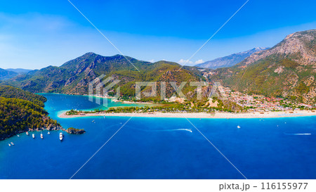 Oludeniz beach aerial panoramic view in Turkey Oludeniz beach aerial panoramic view in Turkey 116155977