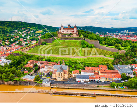 Marienberg Fortress aerial view in Wurzburg city Marienberg Fortress aerial view in Wurzburg city 116156116