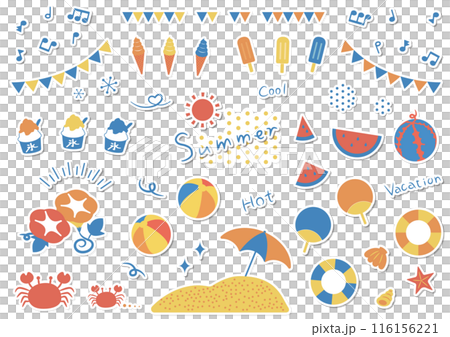 Summer icon and illustration set, stickers Summer icon and illustration set, stickers 116156221