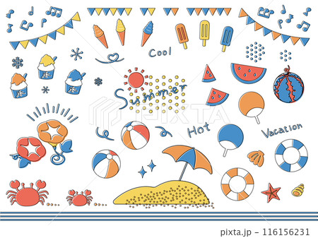 夏に使えるアイコン・イラストセット_版ズレ 116156231