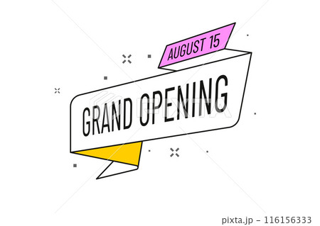 Grand Opening label ribbon. Vector illustration. Grand Opening label ribbon. Vector illustration. 116156333