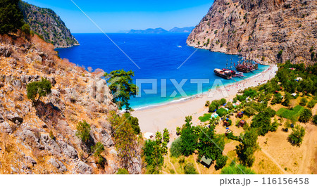 Butterfly Beach aerial panoramic view in Turkey Butterfly Beach aerial panoramic view in Turkey 116156458