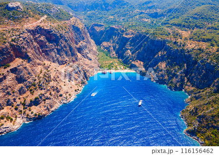 Butterfly Beach aerial panoramic view in Turkey 116156462