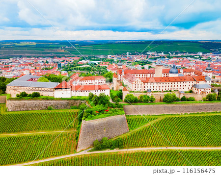 Marienberg Fortress aerial view in Wurzburg city Marienberg Fortress aerial view in Wurzburg city 116156475