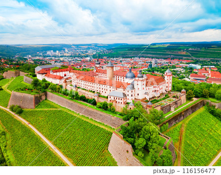 Marienberg Fortress aerial view in Wurzburg city 116156477
