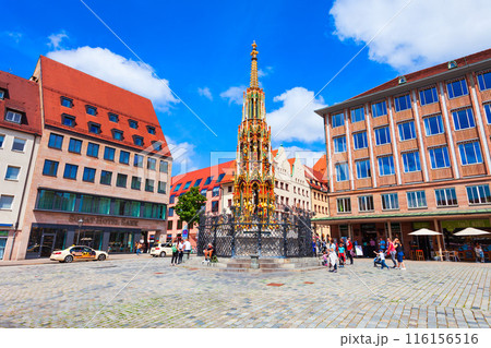 Schoener Brunnen fountain in Nuremberg, Germany Schoener Brunnen fountain in Nuremberg, Germany 116156516