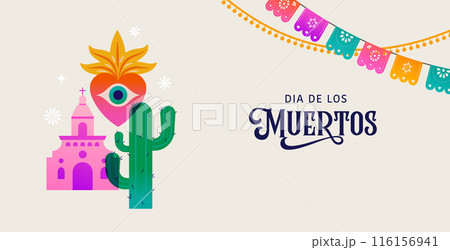 Day of the Dead, Dia de los Muertos, Mexican holiday. Vector poster, banner and card in modern 116156941