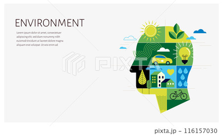 Environmental concept design. Happy Earth Day, geometric modern trendy illustrations of ecology 116157030
