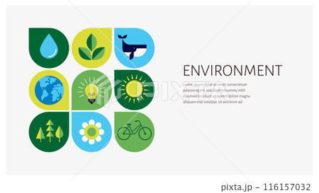 Environmental concept design. Happy Earth Day, geometric modern trendy illustrations of ecology 116157032