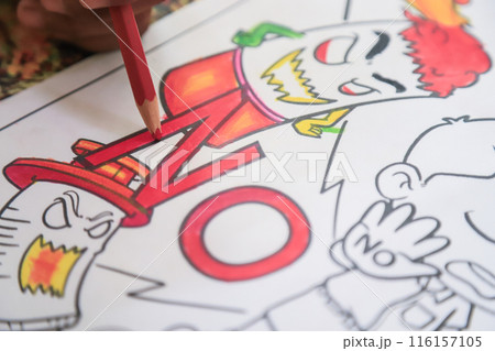 painting color pencil on drawing paper work of kid in school activity 116157105