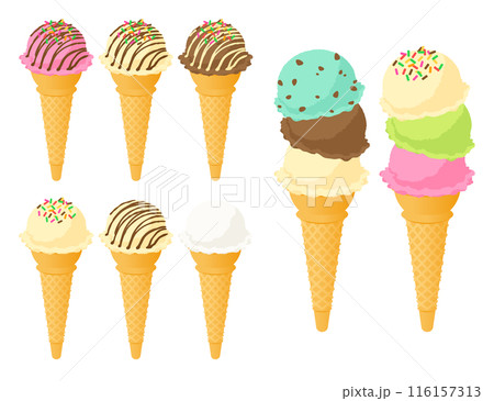 コーンアイスクリームのトッピングセット 116157313