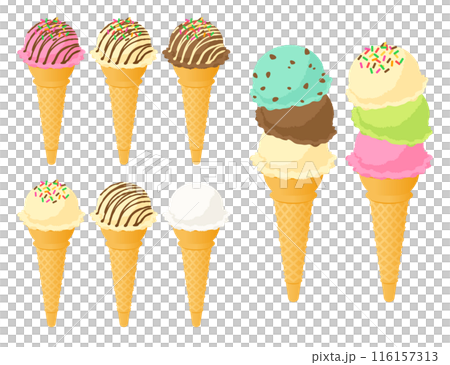 Cone ice cream topping set 116157313