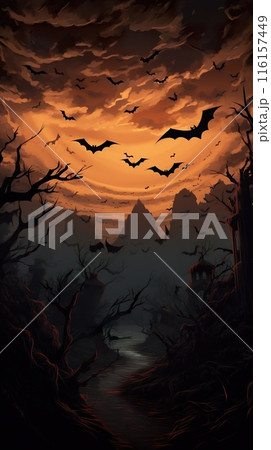 bats on spooky background, halloween concept 116157449