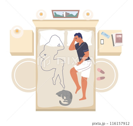 Sad man suffering feeling grief vector illustration Sad man suffering feeling grief vector illustration 116157912