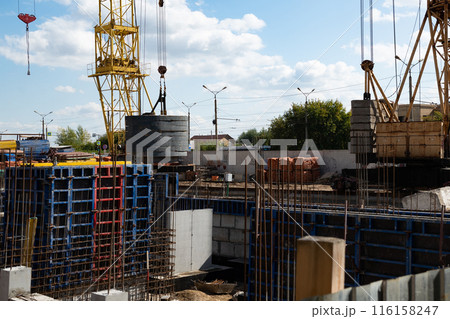 Construction of reinforcement for pouring the foundation. Construction of reinforcement for pouring the foundation. 116158247