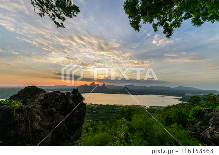 Landscape of Mountains and lakes in sunset at Phu Sub Lek Reservoir, Lopburi, 116158363