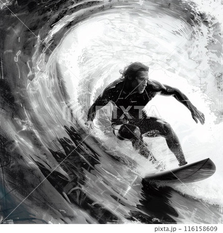 サーフィンをする男性 116158609