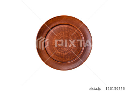 Empty ceramic round plate on dark textured concrete background Empty ceramic round plate on dark textured concrete background 116159556