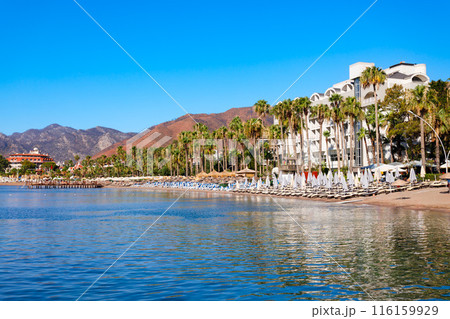 Icmeler town main public beach in Turkey 116159929