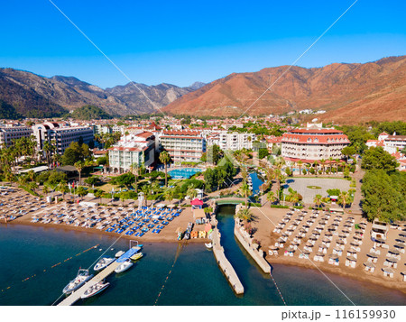 Icmeler town beach aerial panoramic view in Turkey 116159930