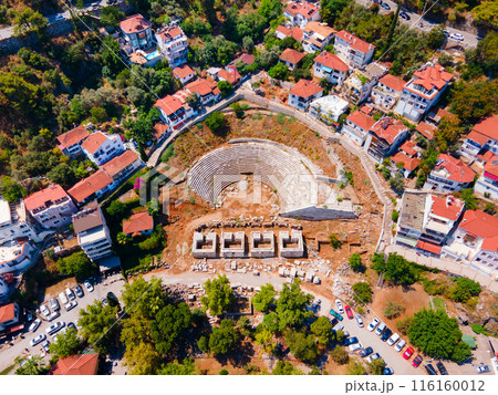 Fethiye ancient theatre aerial panoramic view in Turkey Fethiye ancient theatre aerial panoramic view in Turkey 116160012