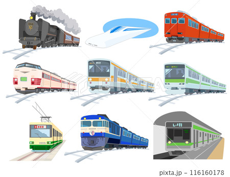 機関車と電車のイラストセット 機関車と電車のイラストセット 116160178