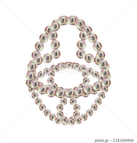 Pearl jewelry in the shape of a heart, flower, butterfly. Watercolor illustration in pastel palette with holographic effect as a template for Valentine's Day, engagement, wedding, Mother's Day 116160400