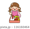 お弁当を詰める女の子 116160464