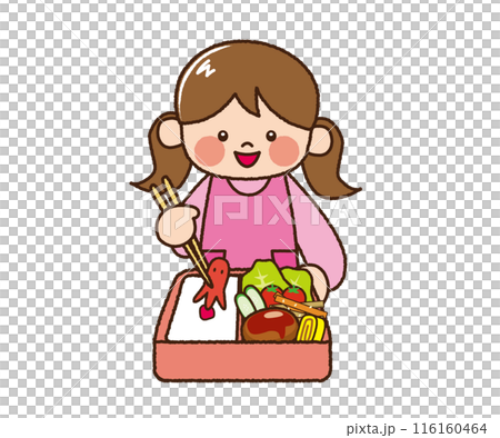 お弁当を詰める女の子 116160464