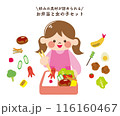 お弁当を詰める女の子　セット　線なし 116160467