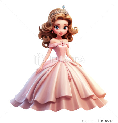 Beautiful fairytale princess in luxurious pink dress 116160471