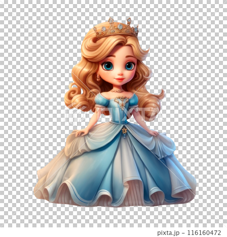 Cute fairytale princess in blue fluffy dress 116160472
