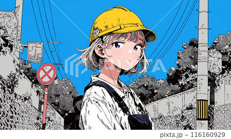 肉体労働をしている若い女性