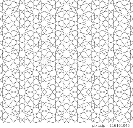 Seamless arabic geometric ornament in black color. Seamless arabic geometric ornament in black color. 116161046
