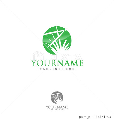 Lawn care logo design template vector symbol icon 116161203