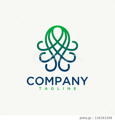 Abstract outline Octopus vector logo design template 116161209