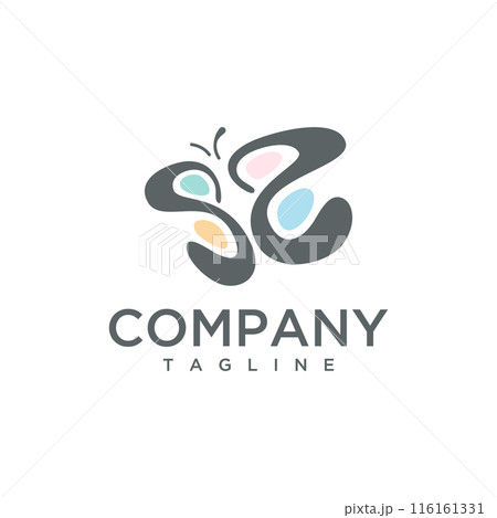 SS or SE colorful logo letter Butterfly conceptual 116161331