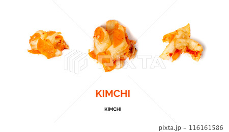 Kimchee isolated. Spicy kim chi pile, hot fermented napa cabbage, traditional jimchi, korean gimchi Kimchee isolated. Spicy kim chi pile, hot fermented napa cabbage, traditional jimchi, korean gimchi 116161586