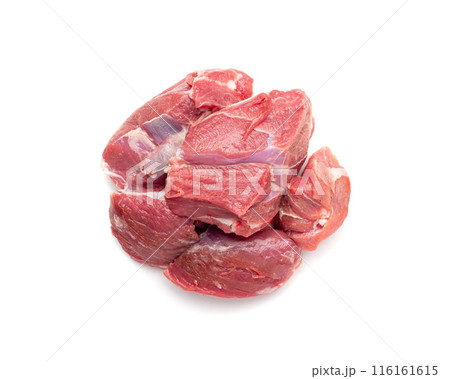 Raw mutton fillet isolated, lamb meat pieces, tenderloin or mutton sirloin meat. Fresh sheep fillet Raw mutton fillet isolated, lamb meat pieces, tenderloin or mutton sirloin meat. Fresh sheep fillet 116161615