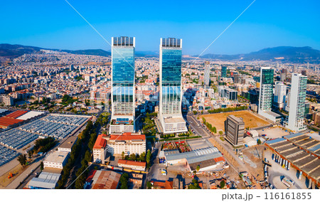 Folkart Towers aerial panoramic view in Izmir city 116161855