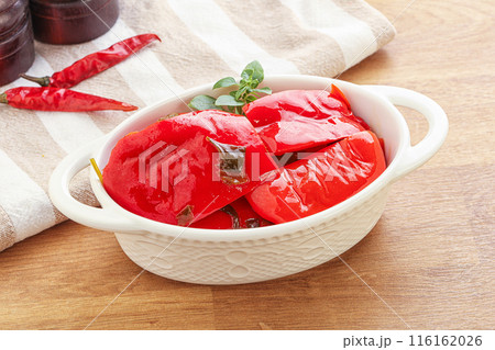 Marinated red bell pepper with oil Marinated red bell pepper with oil 116162026