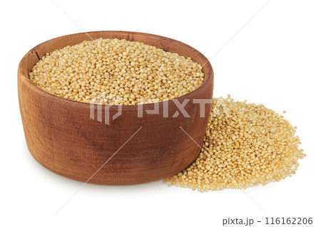 Amaranth grain seeds in wooden bowl isolated on white background Amaranth grain seeds in wooden bowl isolated on white background 116162206