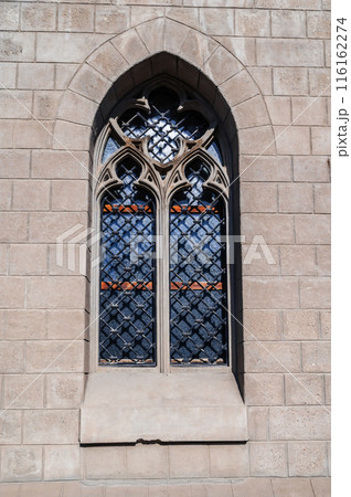window in stone wall of Cathedral of the Sacred Heart of Jesus in Tashkent in Uzbekistan window in stone wall of Cathedral of the Sacred Heart of Jesus in Tashkent in Uzbekistan 116162274