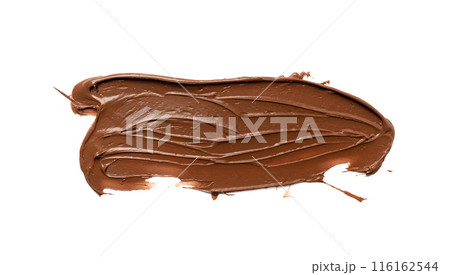 Chocolate Smear Isolated, Melted Chocolate Texture on White Background, Chocolate Sauce Pattern 116162544