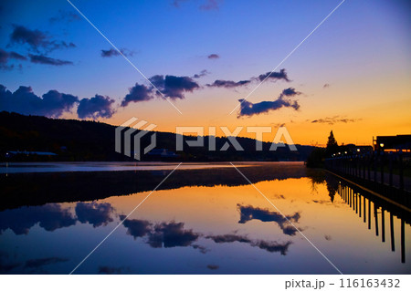 Twilight Serenity at Houghton Lake with Pier Reflection 116163432