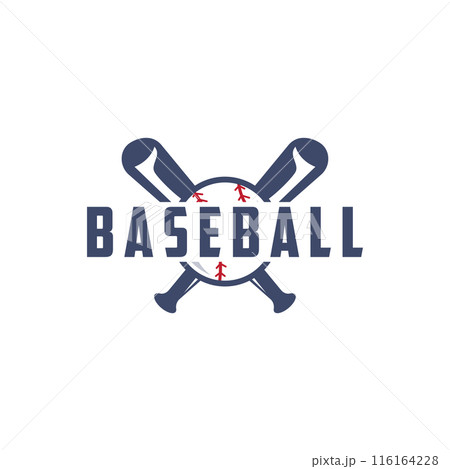 Modern vector baseball logo baseball softball sport simple bat and ball template illustration 116164228